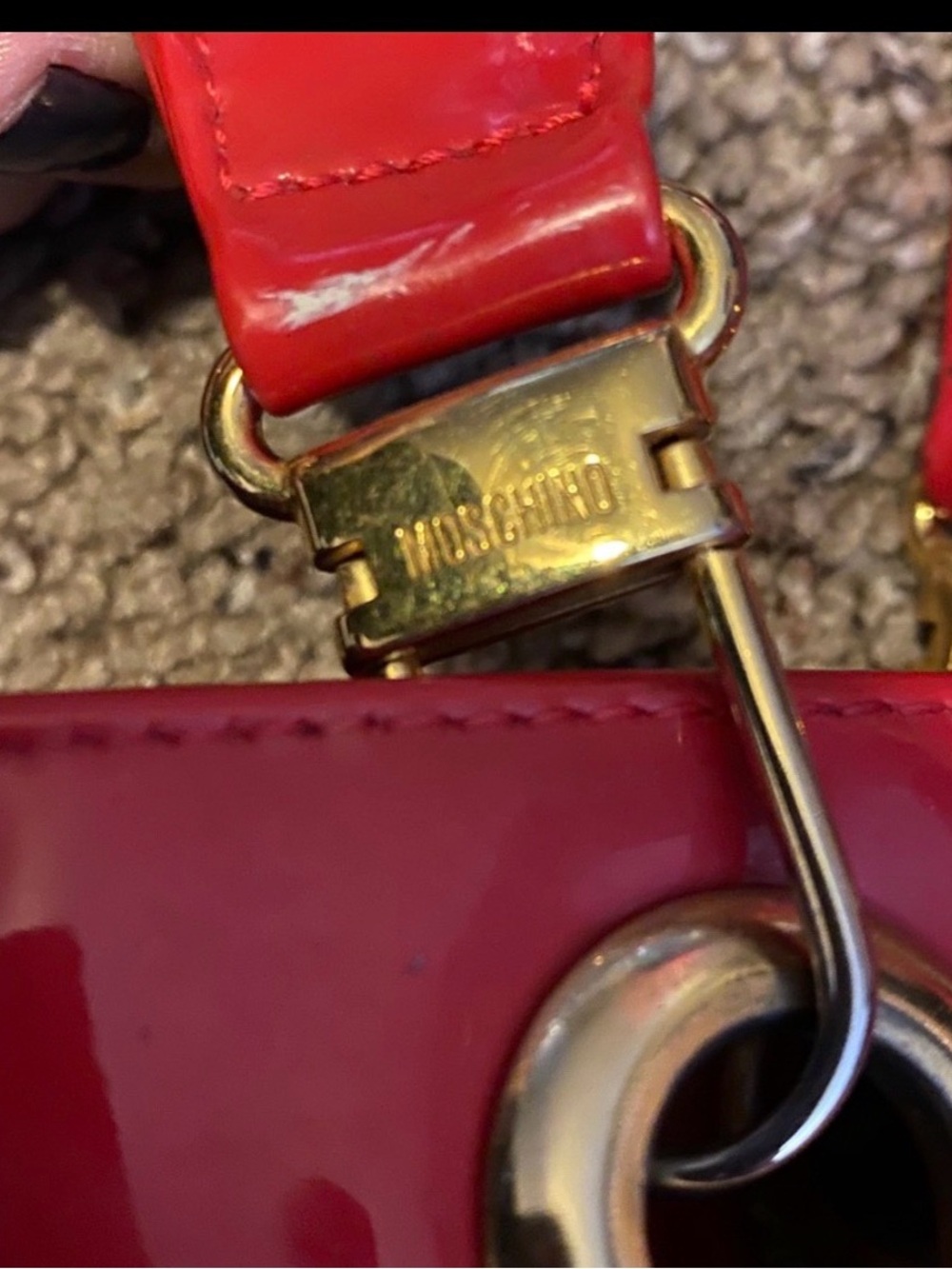 Moschino Red and Black Patent Heart Tote - Picture 4 of 6